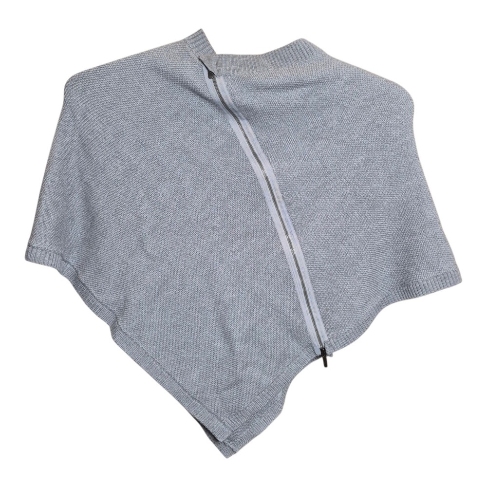 Lululemon Women's OS On the Go Poncho Gray Merino Wool Asymmetrical Zip‎ Sweater